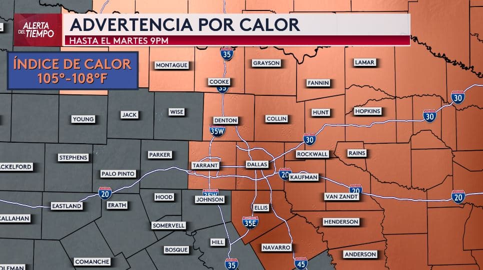 Semana de calor en Dallas - Fort Worth y el norte de Texas: sin lluvia y temperaturas sobre los 100 °F