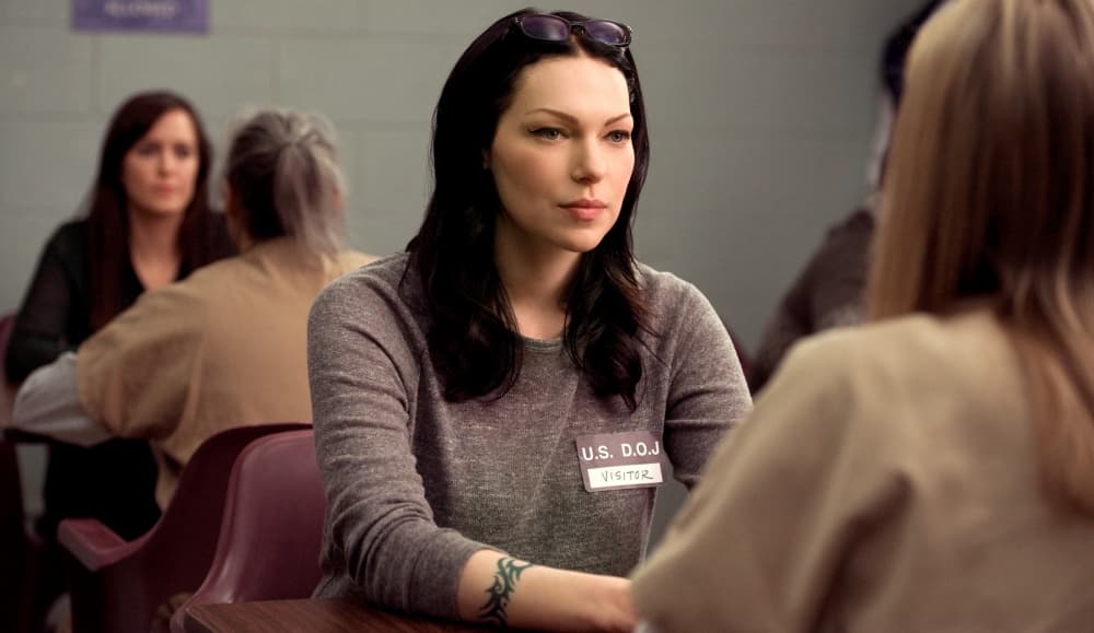 <b>Laura Prepon </b>
<br>Actriz que le da vida a Alex Vause, convicta en la prisión de máxima seguridad de Ohio por tráfico de drogas y esposa de Piper Chapman.
<br>