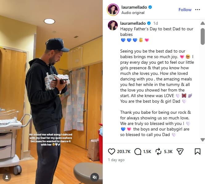 Laura Mellado le dedicó este mensaje a su esposo por el Día del Padre.