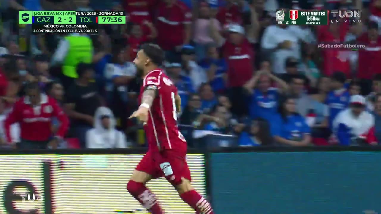 ¡Toluca remonta! Alexis Vega la prende de volea y hace el tercer gol