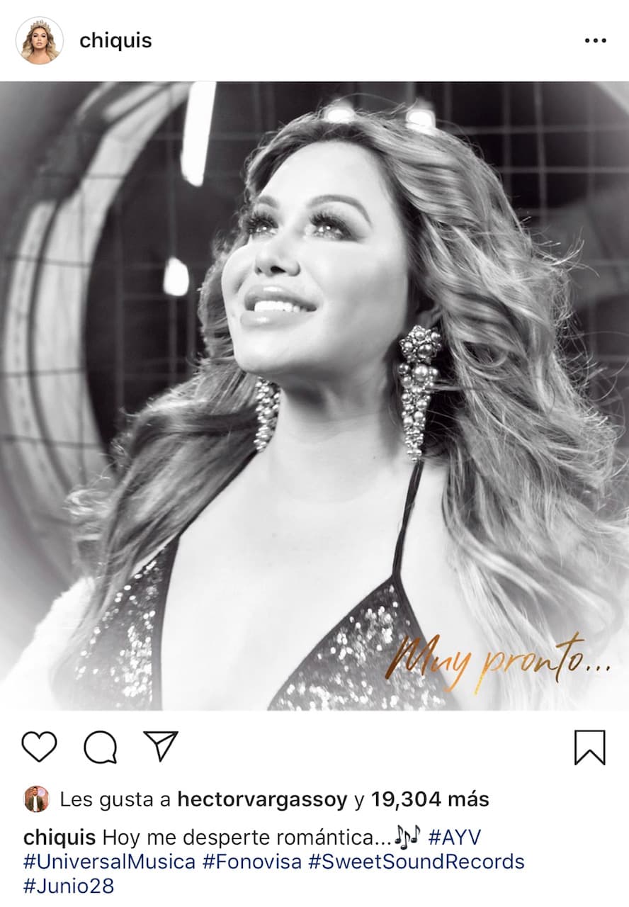 La "sorpresita" a la que se refirió en el video fue 
<b><a href="https://www.instagram.com/p/By9esqFn8V7/" target="_blank">esta imagen</a></b>, la cual acompañó con el siguiente mensaje: “Hoy me desperté romántica… #AYV #UniversalMusica #Fonovisa #SweetSoundRecords #Junio28”