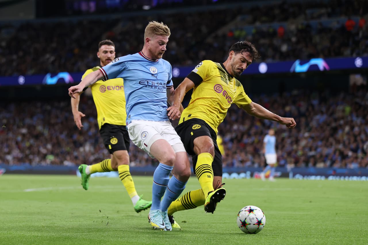 Manchester City 2-1 Borussia Dortmund. Remontada inglesa con golazo de Haaland y otro de Stones ante el equipo alemán que fue complicado en Etihad Stadium.
