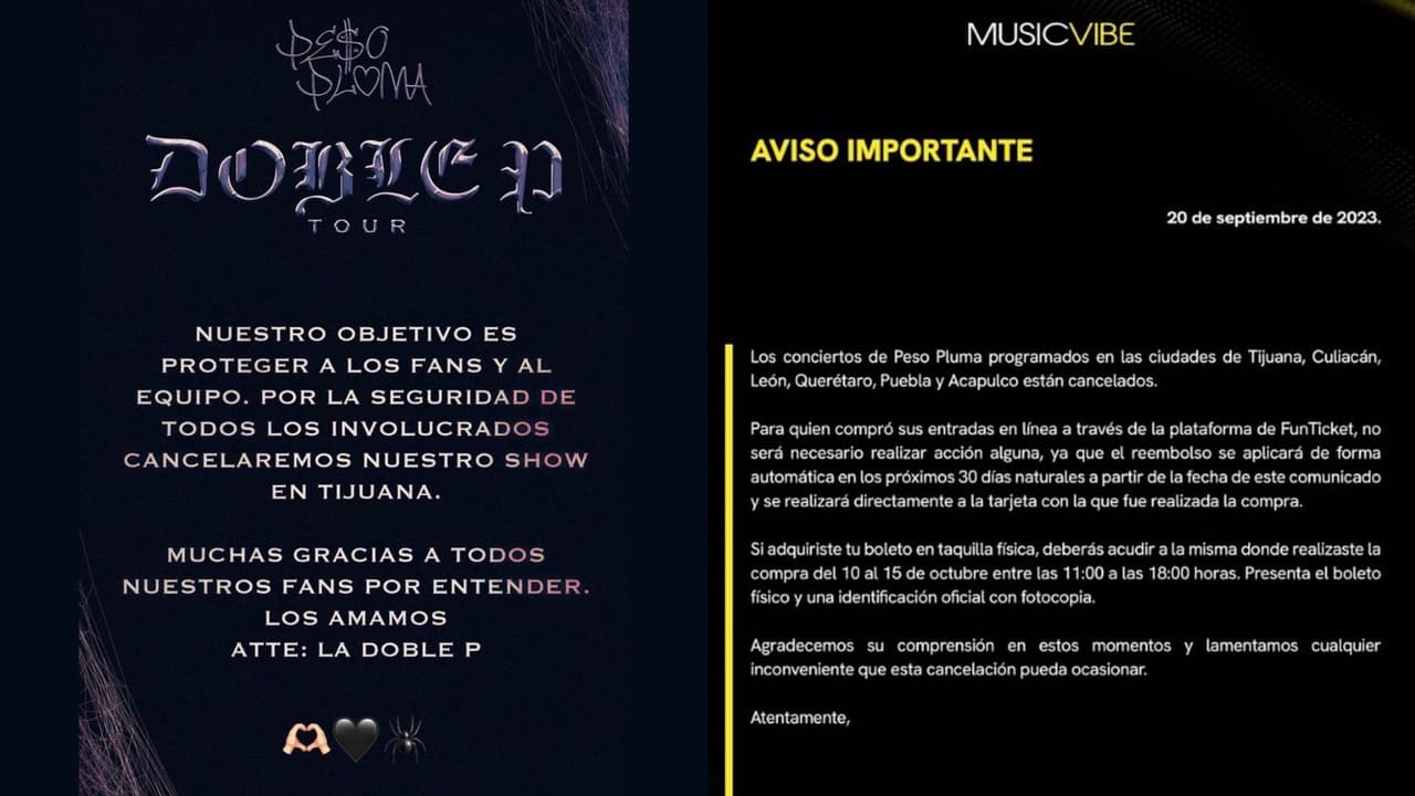 Peso Pluma cancela conciertos en varios lugares de México.