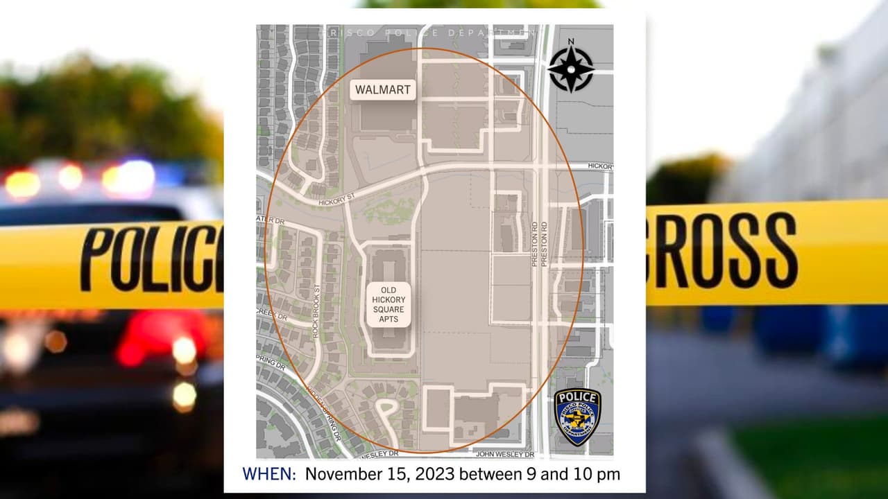 La Policía de Frisco publicó un mapa de los lugares donde buscan pistas sobre este tiroteo.