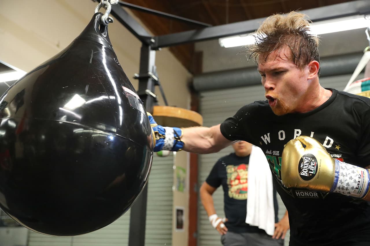 'Canelo' entrena en el gimnasio tres horas los lunes, miércoles y viernes. Su rutina incluye salto de cuerda, rounds de sombra, trabajo en los costales y estrategia. 
<br>