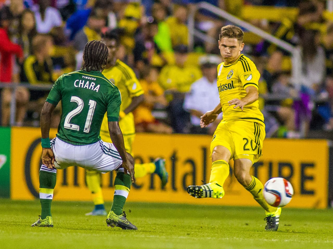 Wil Trapp, el Jefe de Columbus Crew, en un partido ante Timbers.