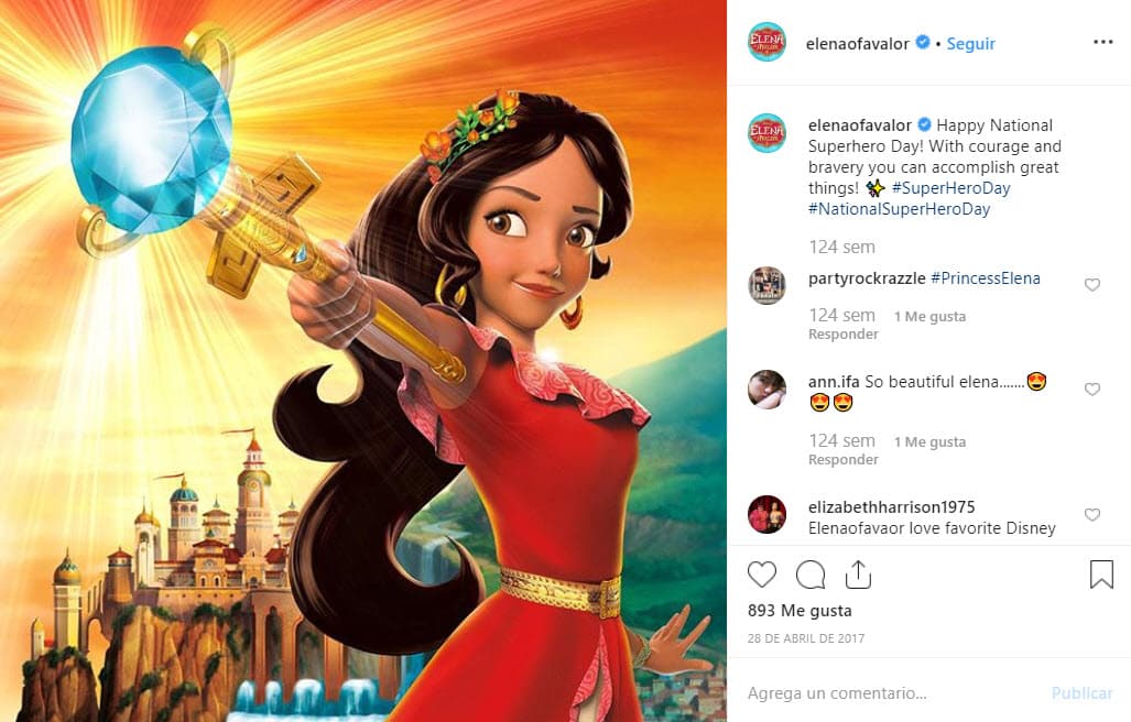 'Elena of Avalor' cuenta las aventuras de una princesa de origen hispano que defiende su reino de una hechicera malvada. El reino Avalor está basado en la cultura mexicana, utilizando detalles de la arquitectura azteca.
<br>
