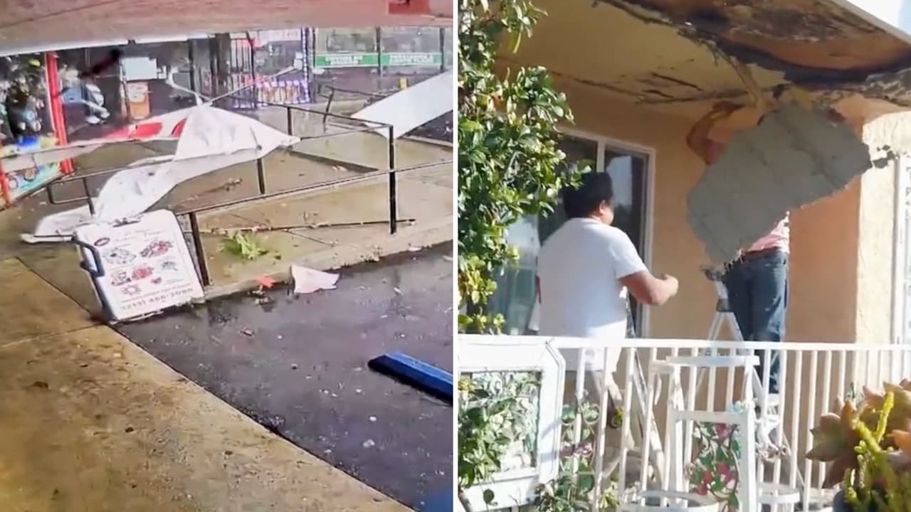 Tornado golpea población de Los Ángeles dejando destrozos en casas y negocios