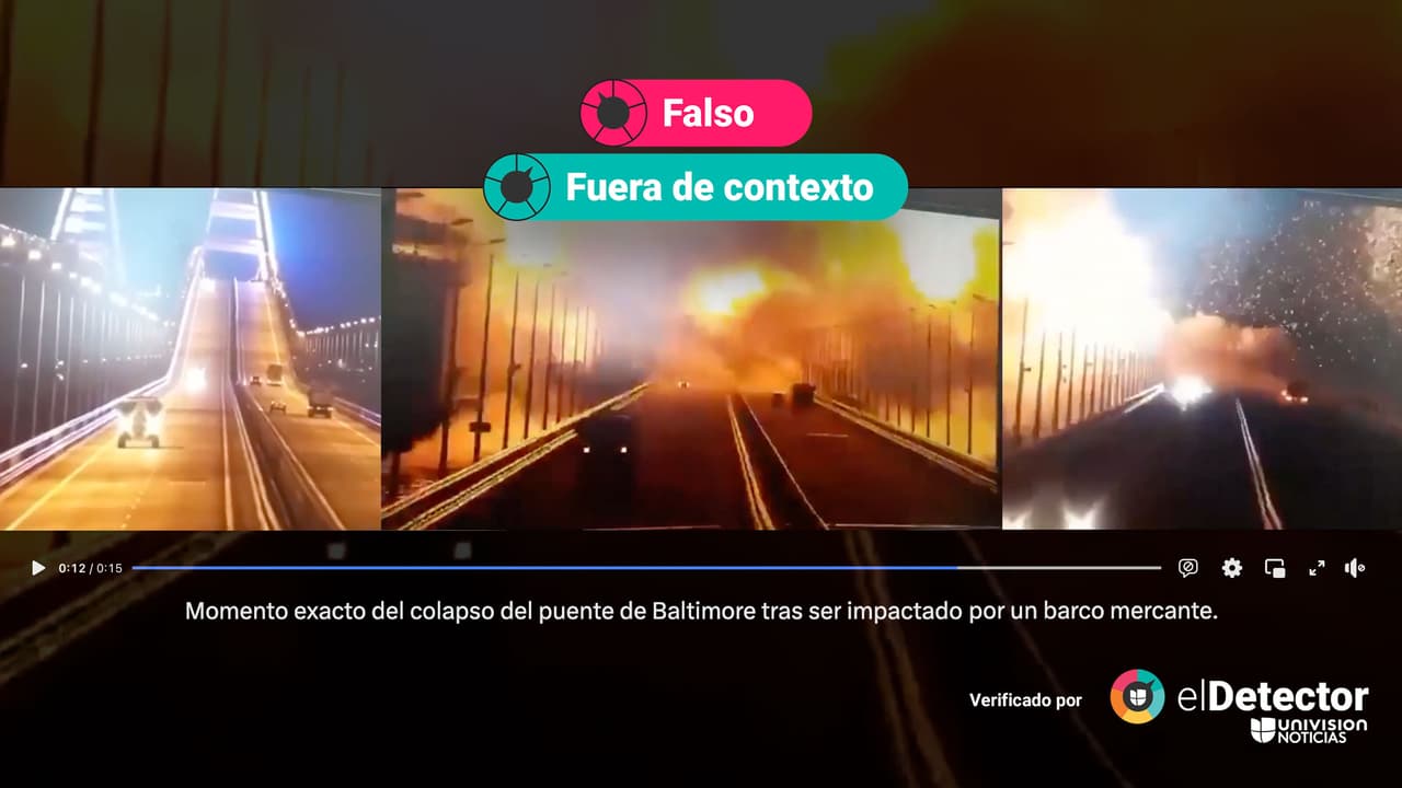 Esta explosión no corresponde al derrumbe del puente en Baltimore: ocurrió en Crimea en 2022