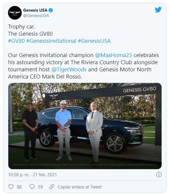 Esta unidad no era parte del garaje de Woods, sino que pertenecía a la flota de vehículos del torneo The Genesis Invitational, donde el fin de semana anterior el golfista había desempeñado el papel de anfitrión mientras se recuperaba de su última operación de espalda.