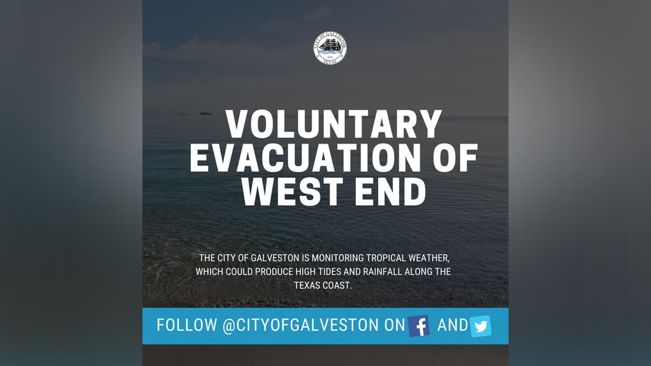 La
<b><a href="https://www.facebook.com/cityofgalveston/photos/a.121237101271314/3452953784766279/?type=3" target="_blank">ciudad de Galveston</a></b> emitió la orden de evacuación voluntaria que entró en vigor en sábado 19 de septiembre por la tormenta tropical Beta.
