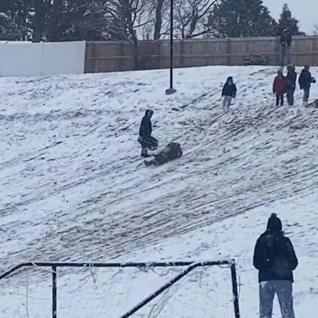 A través de Repórtalo, Luis Rosales nos compartió imágenes precisamente de cómo chicosy grandes no dudaron en deslizarse sobre la nieve.