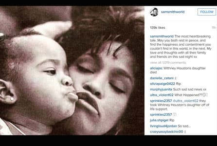 El cantante Sam Smith publicó una foto y escribió un mensaje dedicado a madre e hija.