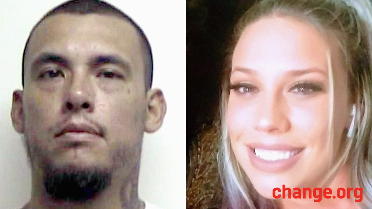 Combinación de la imagen de la Policía de la Ciudad de Norman, OK (izq) y de una campaña de 
<a href="https://www.change.org/p/judge-michael-tupper-free-rebecca-hogue-and-end-failure-to-protect-law-that-targets-victims?fbclid=IwAR2Rq9CHQ8YjB6JU-EUCcE-WhxpsPGabK1t5i3oVOrAoA6OXiKwlEJMgfhk" target="_blank">Change.org. </a>