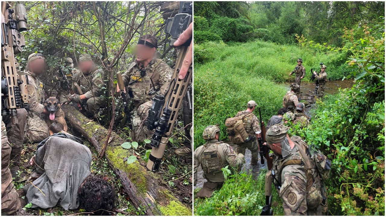 El fugitivo intentó escapar arrastrándose entre la maleza armado con un rifle calibre .22 que había robado el martes en una casa.