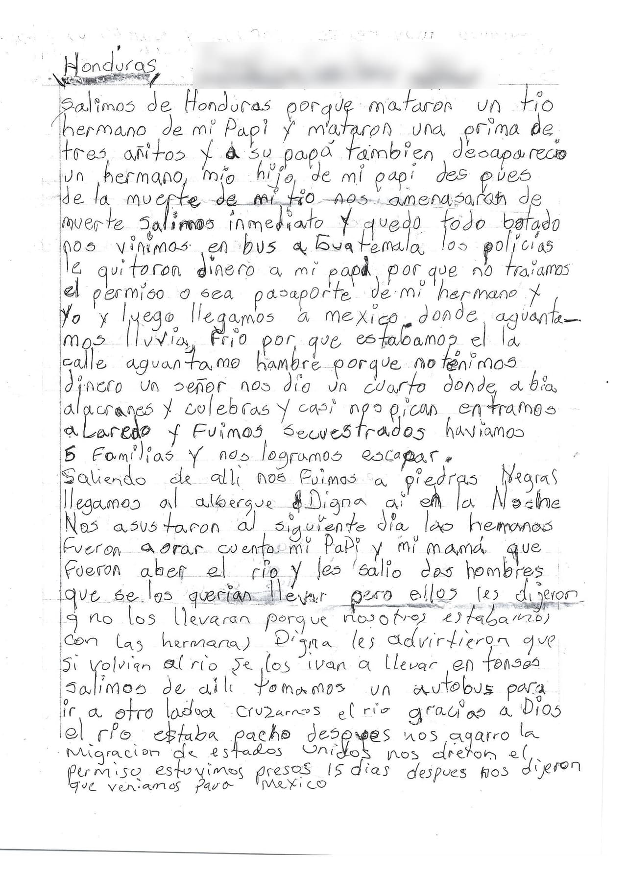 Cartas escritas por los migrantes que esperan en Nuevo Laredo por sus citas ante un juez de EEUU, para solicitar asilo político.