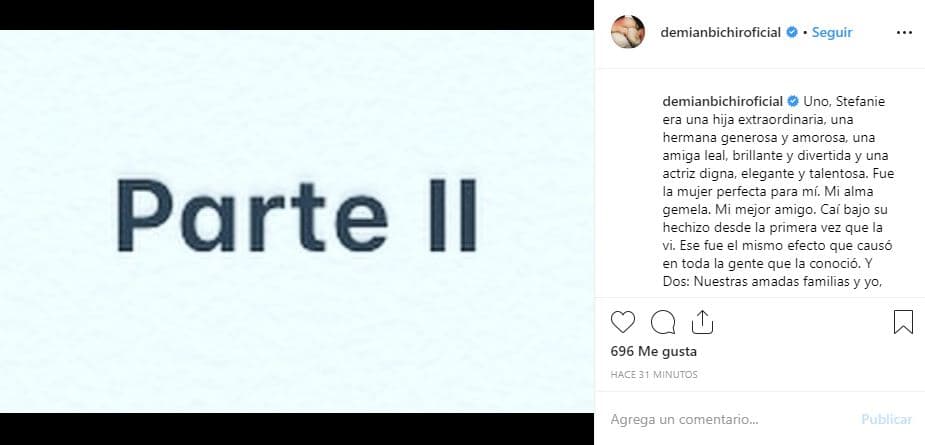 En una segunda publicación, 
<b>Demián relató cómo se enamoró de Stefanie</b> y su forma de ser.