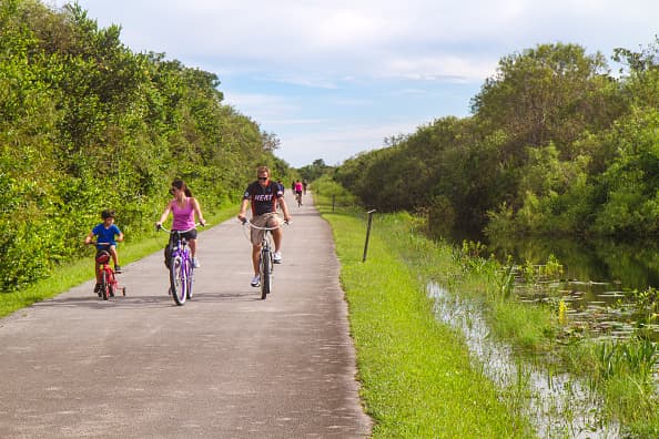 <b>¡A peladear se ha dicho! En El Parque Nacional Everglades </b>encuentras cinco senderos para manejar bicicleta.
<b>Uno de los más aventurares es el llamado Shark Valley (o valle de los tiburones). </b> Pero
<b> </b>¡ojo! No hay tiburones, aunque difícilmente te marchas sin ver al menos un cocodrilo y, sobre todo, la vida silvestre del lugar. Y ya que estás en este lugar, aprovecha para admirar la naturaleza desde su torre de observación de 65 pies de altura. Te ofrece una panorámica envidiable.