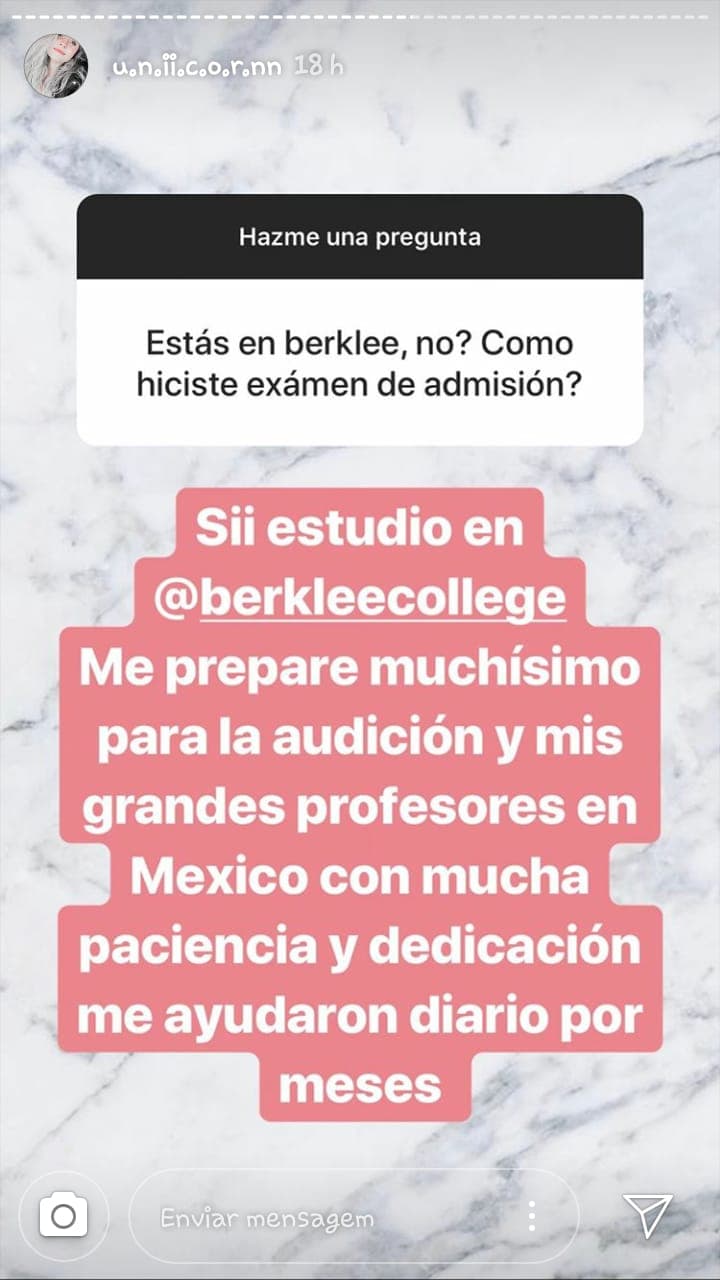 La hermana de Sofía Castro acentuó que fue admitida como parte del alumnado del prestigiado Berklee College of Music ubicado en Boston, Massachusetts.