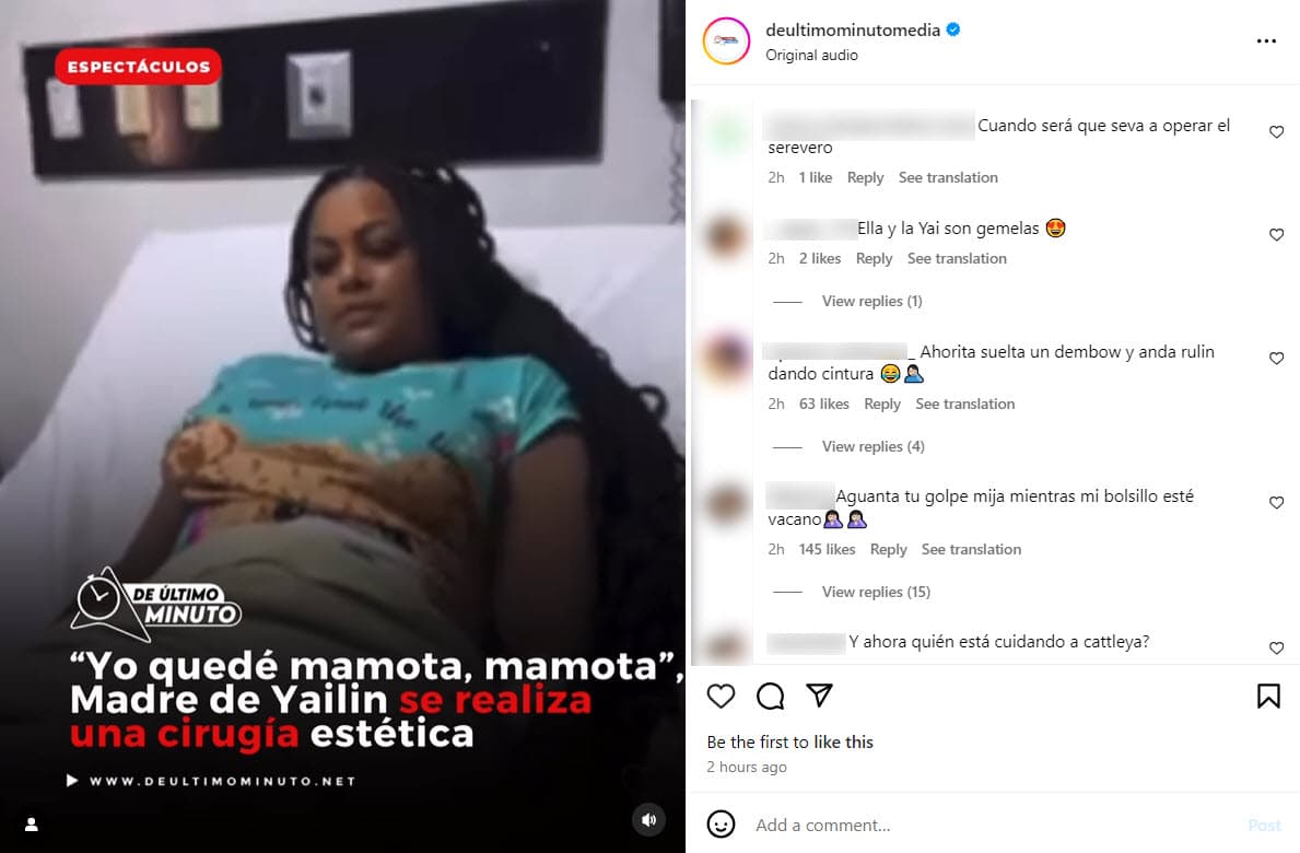 Wanda Díaz desde el hospital.