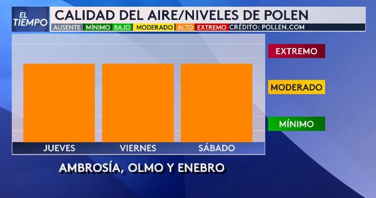 Para quienes sufren de alergias o son sensibles al polen, es importante estar atentos este fin de semana, ya que 
<b>se espera que los niveles se mantengan altos</b>. ¡Tomen precauciones para disfrutar sin molestias!