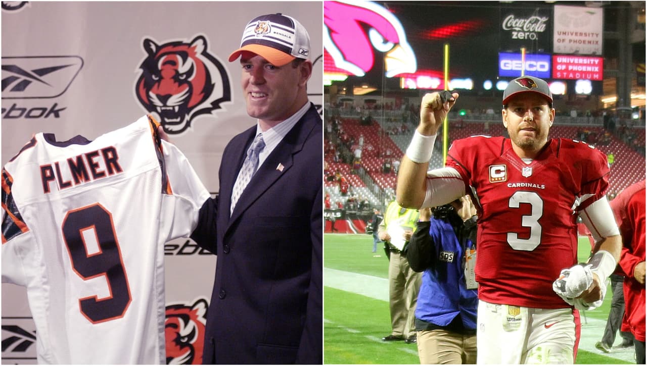 <b>#17 CARSON PALMER</b> | QB, Cincinnati Bengals – 2003
<br>Como novato estuvo sentado para aprender y en su tercer año ya tenía a los Bengals en los playoffs, sin embargo, las lesiones y un juego inconsistente estropearon el proyecto en Cincy. Pasó dos años oscuros en Oakland, para cerrar su carrera de gran forma en Arizona con un potente brazo y logrando ser efectivo bajo el esquema de Bruce Arians.