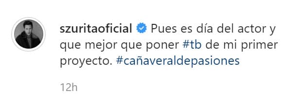 A medianoche de este jueves 27, también la colgó en su 
<b><a href="https://www.instagram.com/p/CEYKFOdBFM_/" target="_blank">colección de fotos</a></b> con el siguiente mensaje: "Pues es Día del Actor y qué mejor que poner #tb de mi primer proyecto". 
<br>