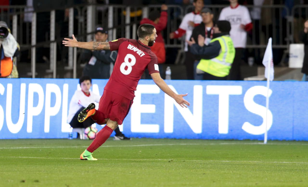 Action photo during the match USA vs Honduras, Corresponding to the Final Hexagonal of the CONCACAF Qualifiers for the 2014 FIFA World Cup Russia 2014 at Avaya Stadium. Foto de accion durante el partido Estados Unidos vs Honduras, Correspondiente al Hexagonal Final de las Eliminatorias de la CONCACAF rumbo a la Copa Mndial de la FIFA Rusia 2018, en el Estadio Avaya, en la foto: Clint Dempsey celebra su gol de USA 24/03/2017/MEXSPORT/ISIPHOTOS.COM/John Todd.
