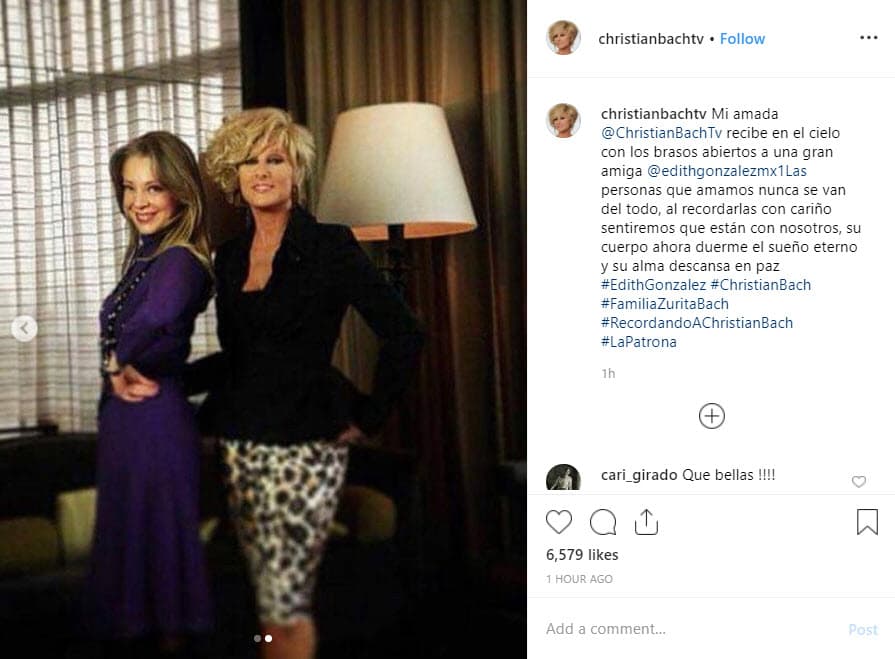 Con un mensaje y un par de fotografías donde aparecen juntas despidieron a Edith González.