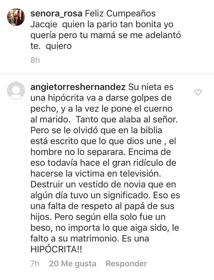 La usuaria de Instagram @angietorreshernandez criticó a la hija de Jenni Rivera por haber engañado a su exesposo Mike Campos, como ella misma lo confesó el pasado mes de marzo.