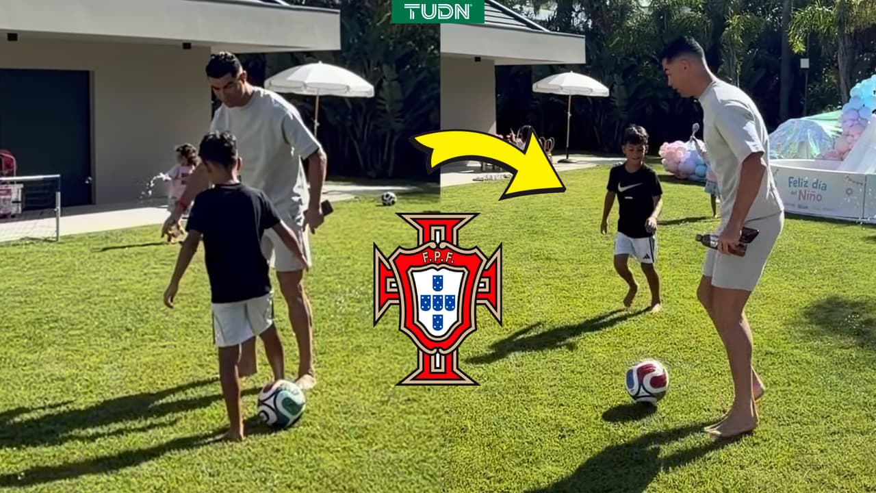 Cristiano Ronaldo enseña truco a su hijo antes de jugar el Mundial 2026