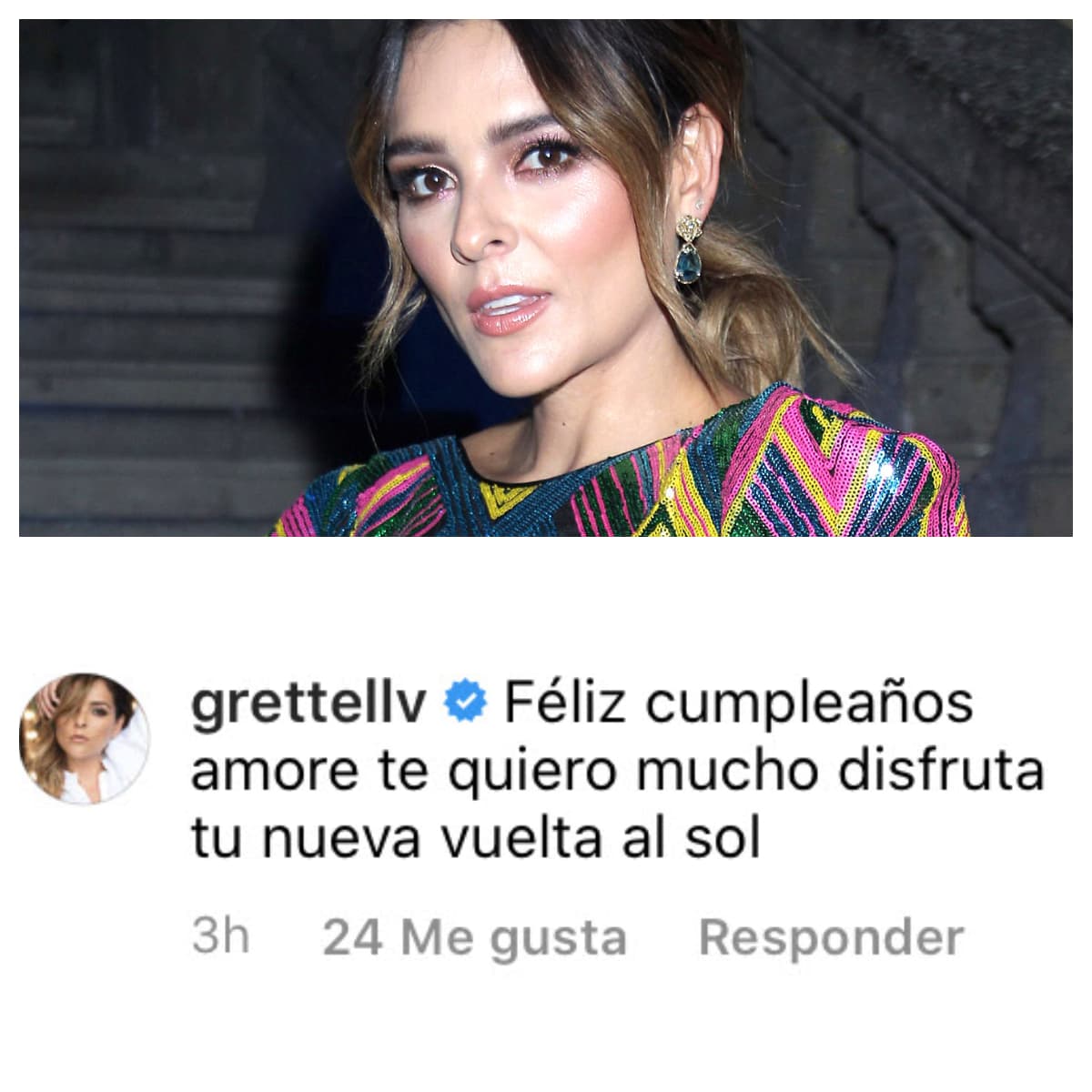 Grettell Valdez también le dedicó un cariño mensaje: "Feliz cumpleaños, amore. Te quiero mucho. Disfruta mucho tu nueva vuelta al sol".
<br>