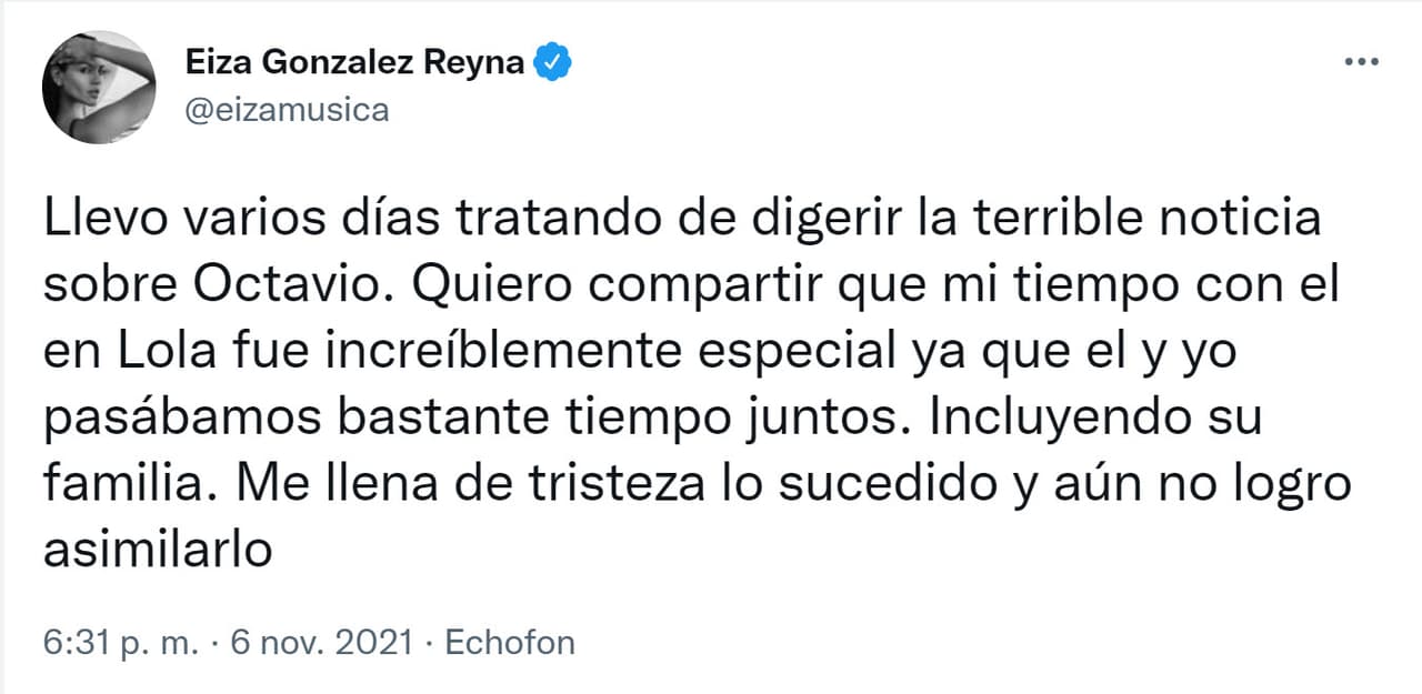 "Quiero compartir que mi tiempo con él en 'Lola' fue 
<b>increíblemente especial</b> ya que él y yo pasábamos bastante tiempo juntos. Incluyendo su familia. Me llena de tristeza lo sucedido y aún no logro asimilarlo", escribió. 
<br>