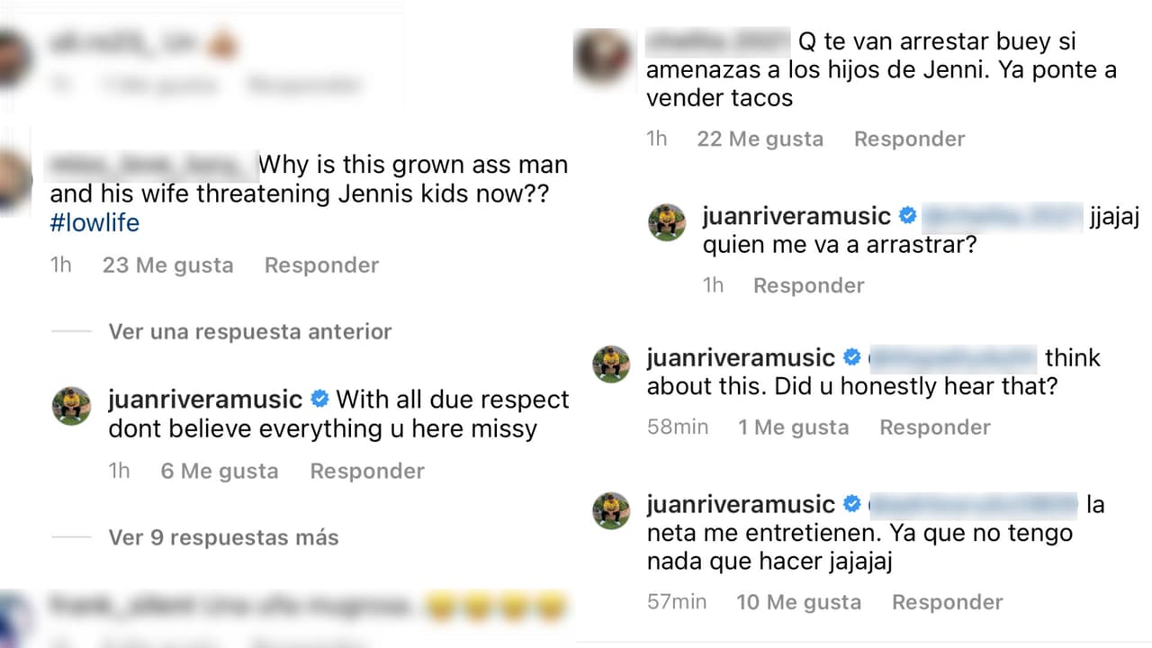 Mensajes que Juan Rivera contestó en referencia a la acusación de supuesta amenaza a Jenicka López.