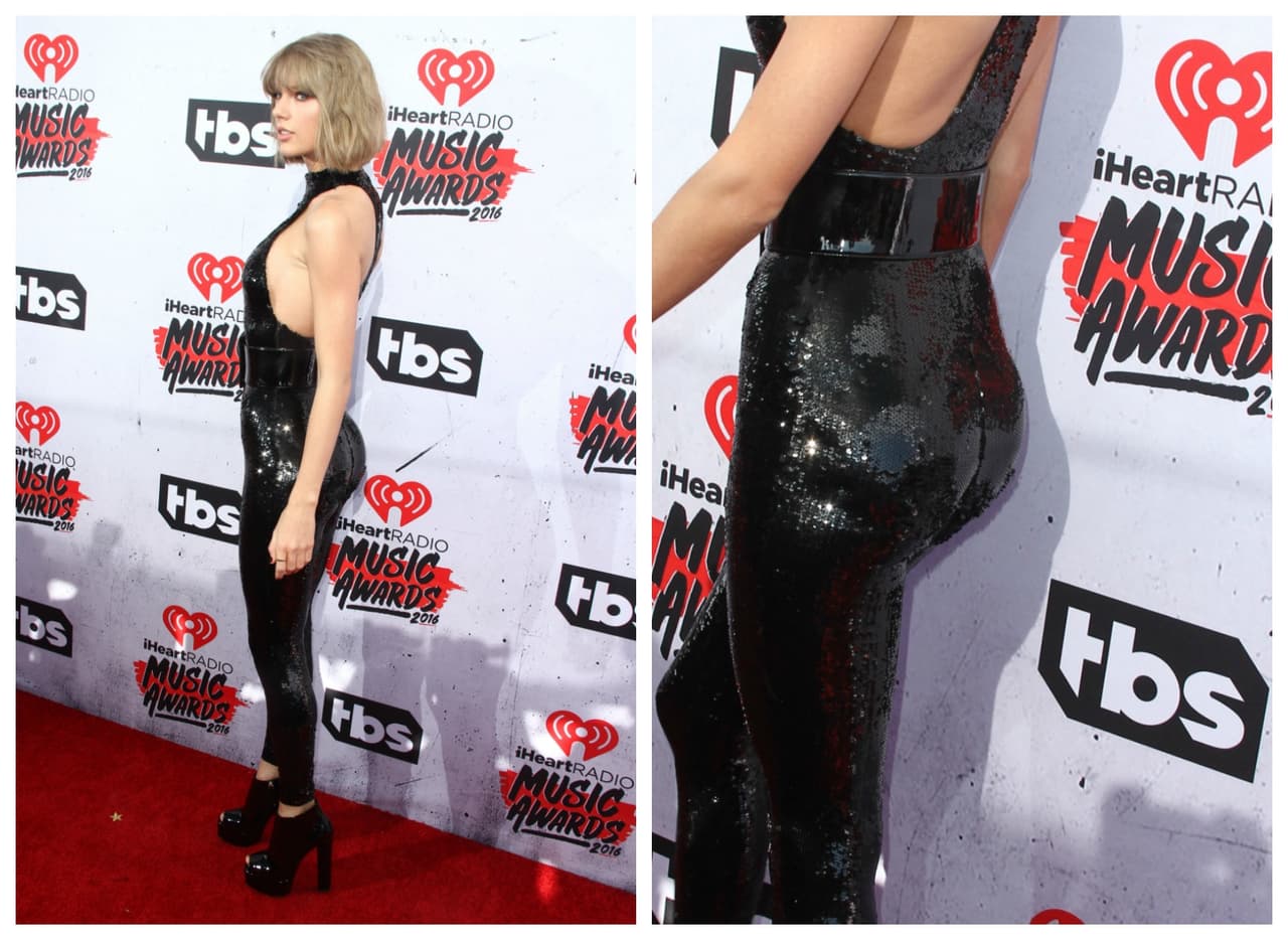 Taylor Swift apareció en la alfombra de los iHeart Radio Music Awards luciendo un poco de más retaguardia ¿Será ejercicio o se habrá operado?