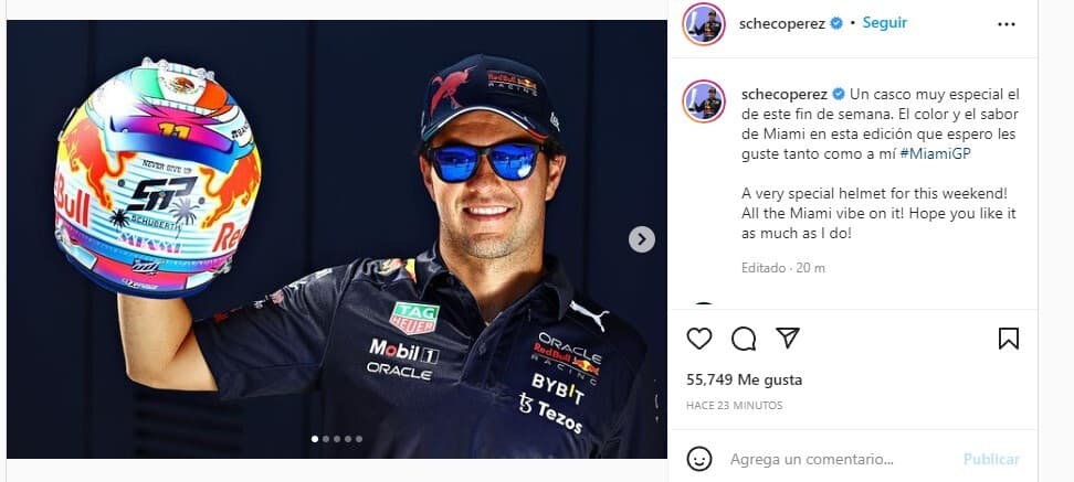 El mexicano Sergio Pérez estrenará caso en el Gran Premio de Miami