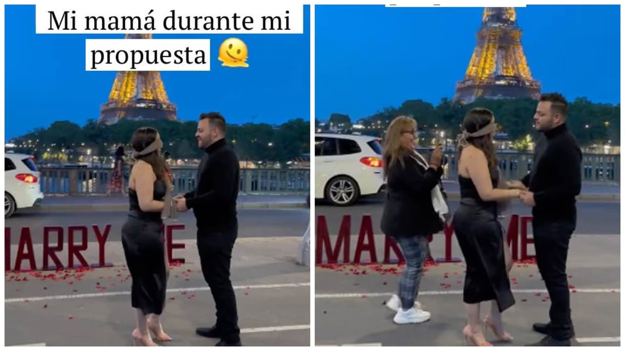 Madre mexicana se emociona de más mientras pedían mano a su hija en París y casi lo arruina