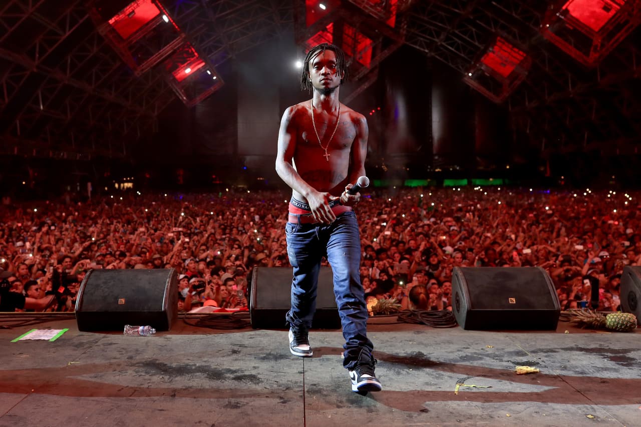 INDIO, CA - APRIL 22: Recording artist Slim Jimmy of Rae Sremmurd performs onstage during day 1 of the 2016 Coachella Valley Music & Arts Festival Weekend 2 at the Empire Polo Club on April 22, 2016 in Indio, California. (Photo by Christopher Polk/Getty Images for Coachella)