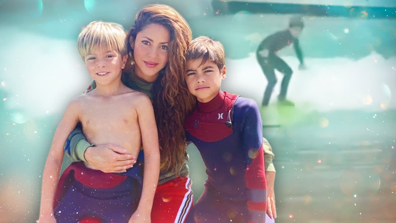 Shakira presume que sus hijos ya dominan la tabla de surf a su corta edad