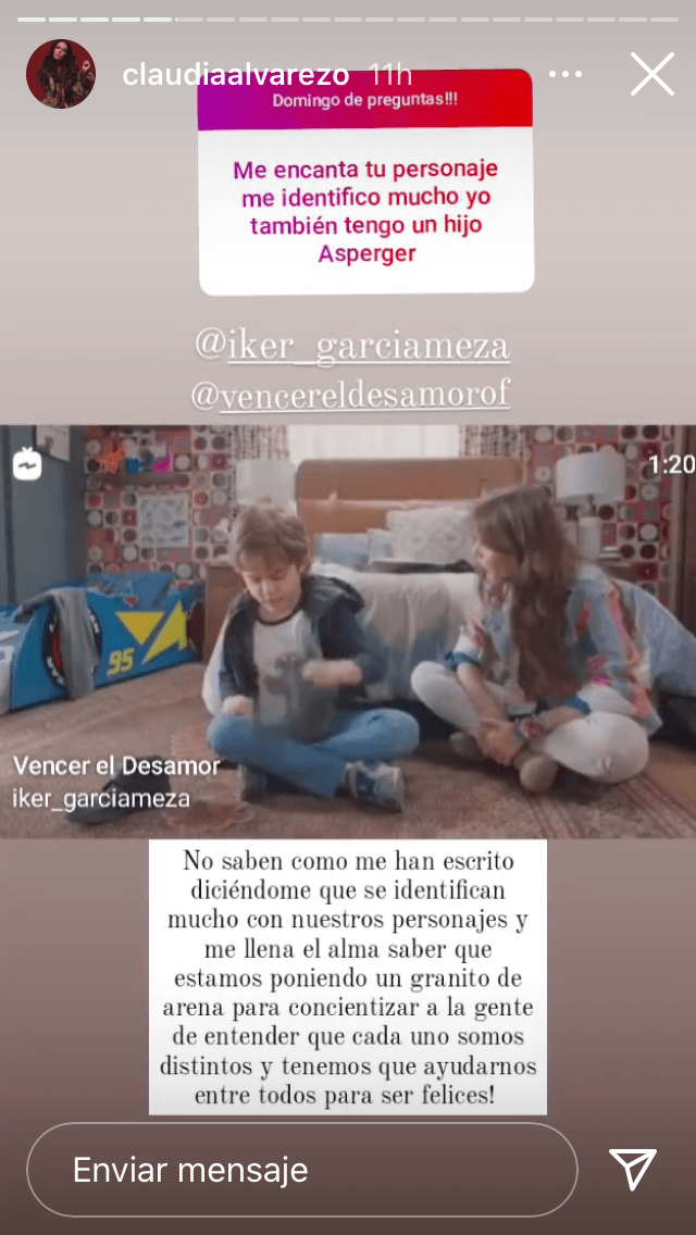 "No saben cómo me han escrito diciéndome que se identifican mucho con nuestros personajes", contó Claudia Álvarez en otra de sus respuestas.
<br>