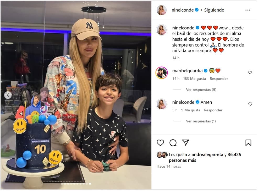 Ninel Conde presumió que celebró con su hijo Emmanuel su cumpleaños número 10.