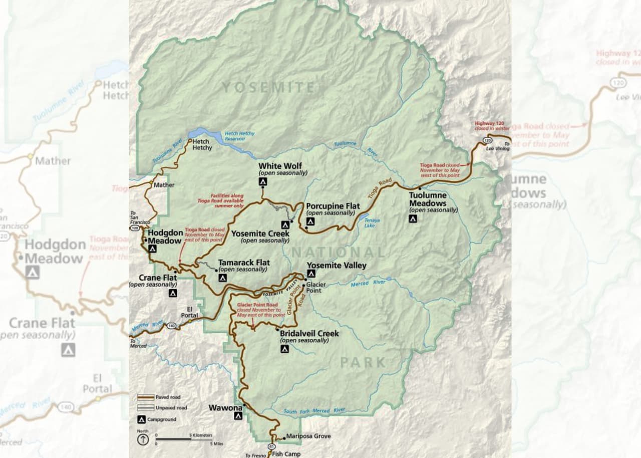 Zonas de camping en Parque Nacional Yosemite