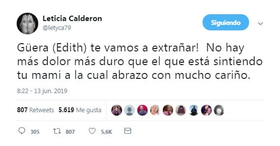 Y es que ella fue una de las que informaron que Edith González había fallecido antes de que sus familiares enviaran el comunicado con la noticia.