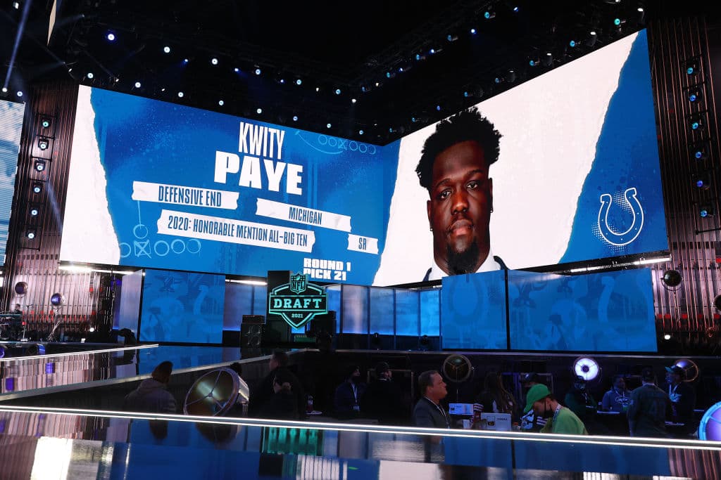 Pick 21 – Indianapolis Colts – DE Kwity Paye.
<br>