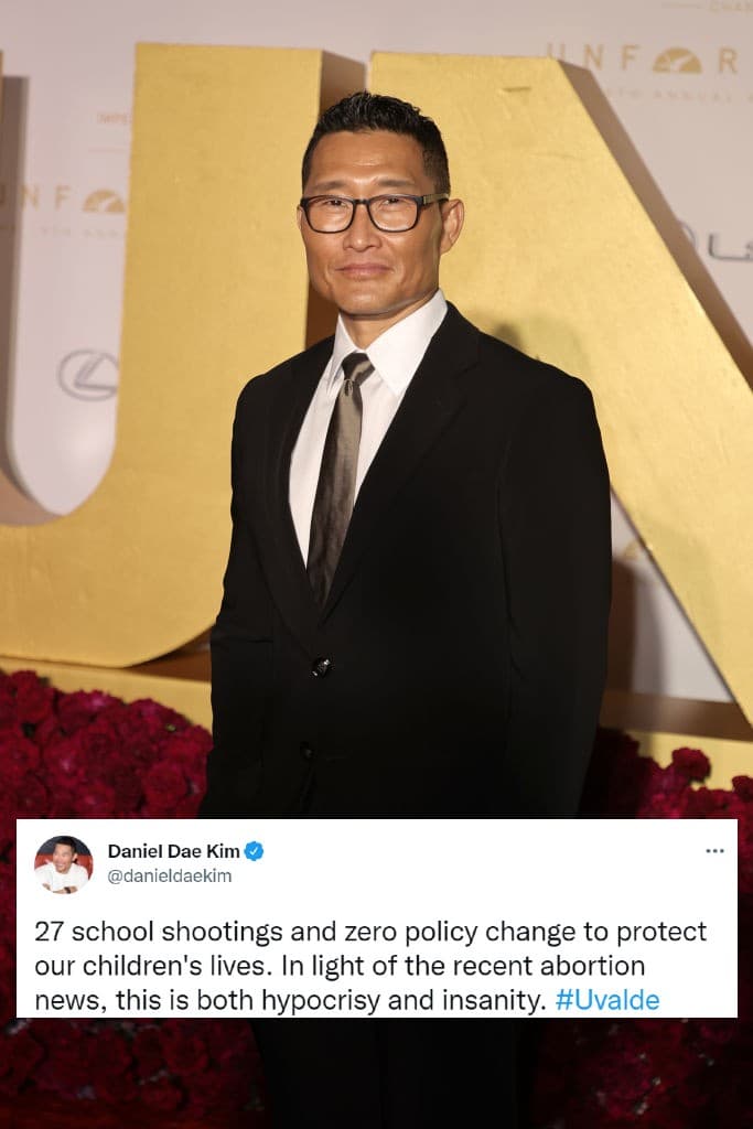 <b>Daniel Dae Kim</b>, conocido por su participación en la serie 'Lost', escribió un breve mensaje en Twitter: "27 tiroteos en escuelas y ningún cambio de política para proteger la vida de nuestros hijos. A la luz de las recientes noticias sobre el aborto, esto es tanto hipocresía como locura".
<br>