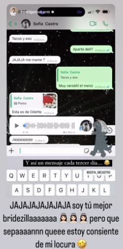 Sofía Castro comentó al organizador de su boda religiosa, Rodrigo Mora, que se está "volviendo loca".