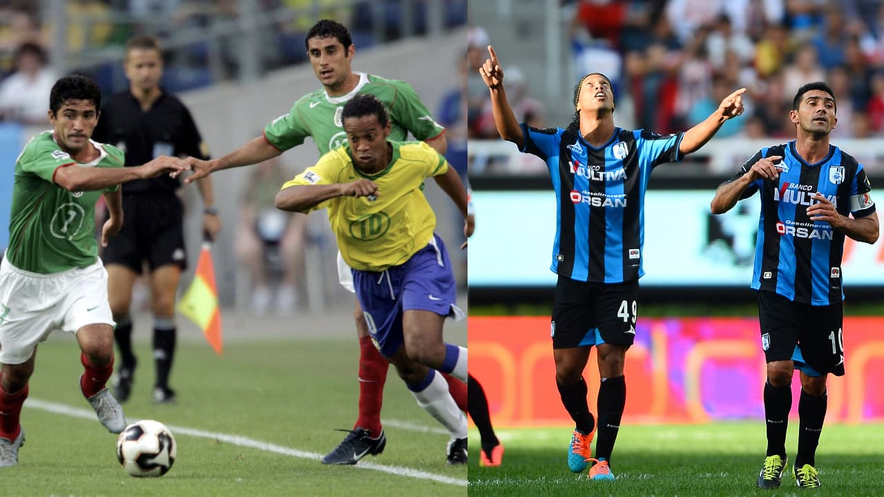 <b>Entre grandes se entienden</b>
<br>- Antonio Naelson jugó y enfrentó partidos ante grandes jugadores debido a su praticipación con el Tri.
<br>- Aquí lo vemos disputando el esférico ante Ronaldinho.
<br>- Posteriormente, fueron compañeros en el 2015 jugando para los Gallos Blancos de Querétaro.