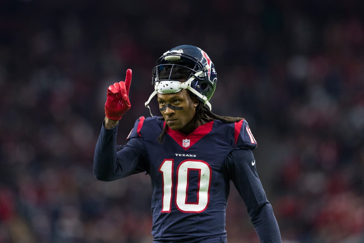 Houston Texans wide receiver DeAndre Hopkins (10) during an AFC Wild Card NFL football game against the Oakland Raiders on Saturday, Jan. 7, 2017 in Houston. The Texans won, 27-14. (Ric Tapia via AP)