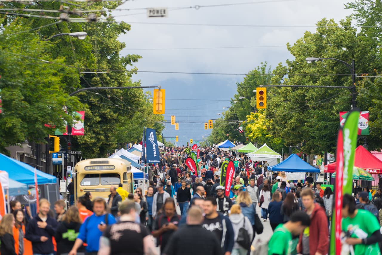 La muy atendida celebración del día libre de autos, en Vancouver.