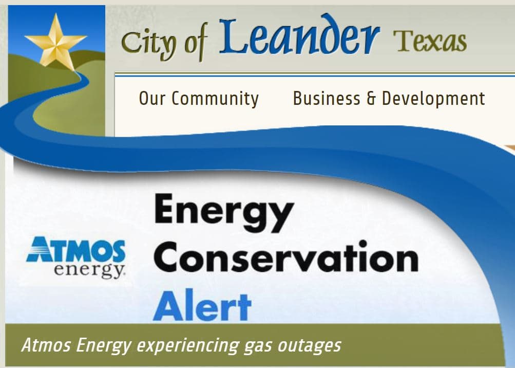 Ciudad de Leander abre centro de calentamiento para clientes de Atmos Energy sin gas natural